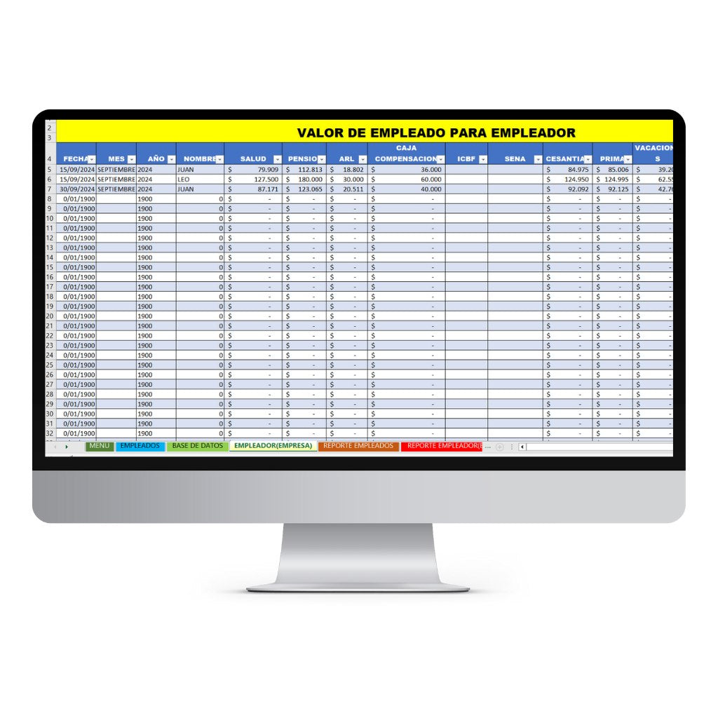 Plantilla en Excel de Nómina para pequeñas y medianas empresas