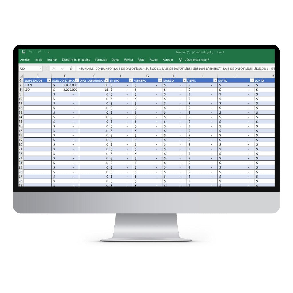 Plantilla en Excel de Nómina para pequeñas y medianas empresas
