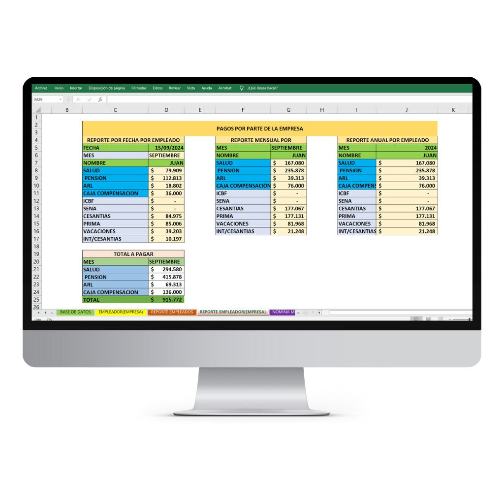 Plantilla en Excel de Nómina para pequeñas y medianas empresas