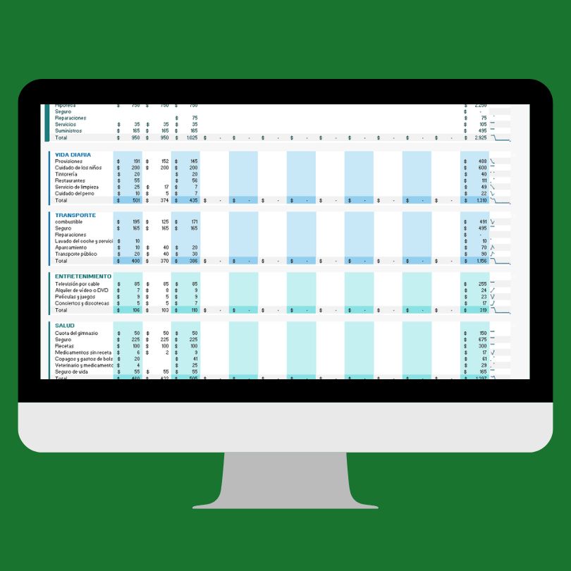 Plantilla para Presupuestó personal en Excel