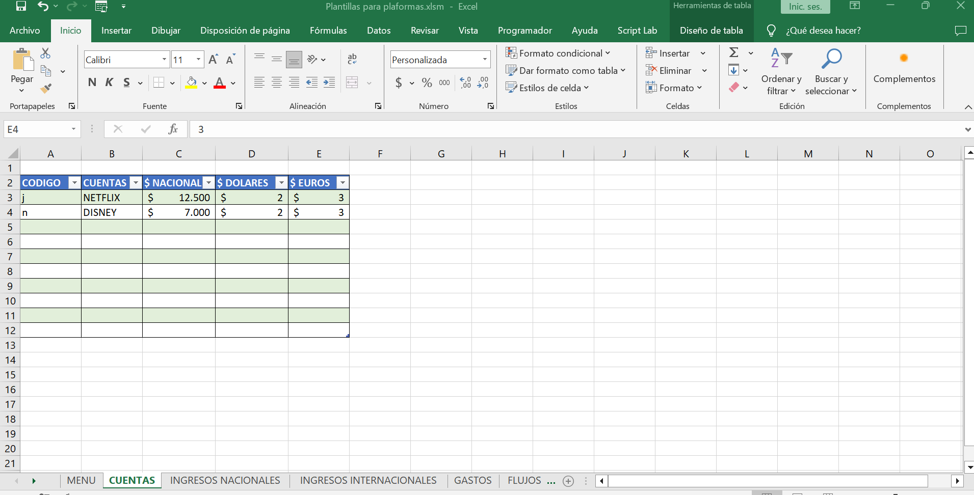 Plantilla para plataformas streaming