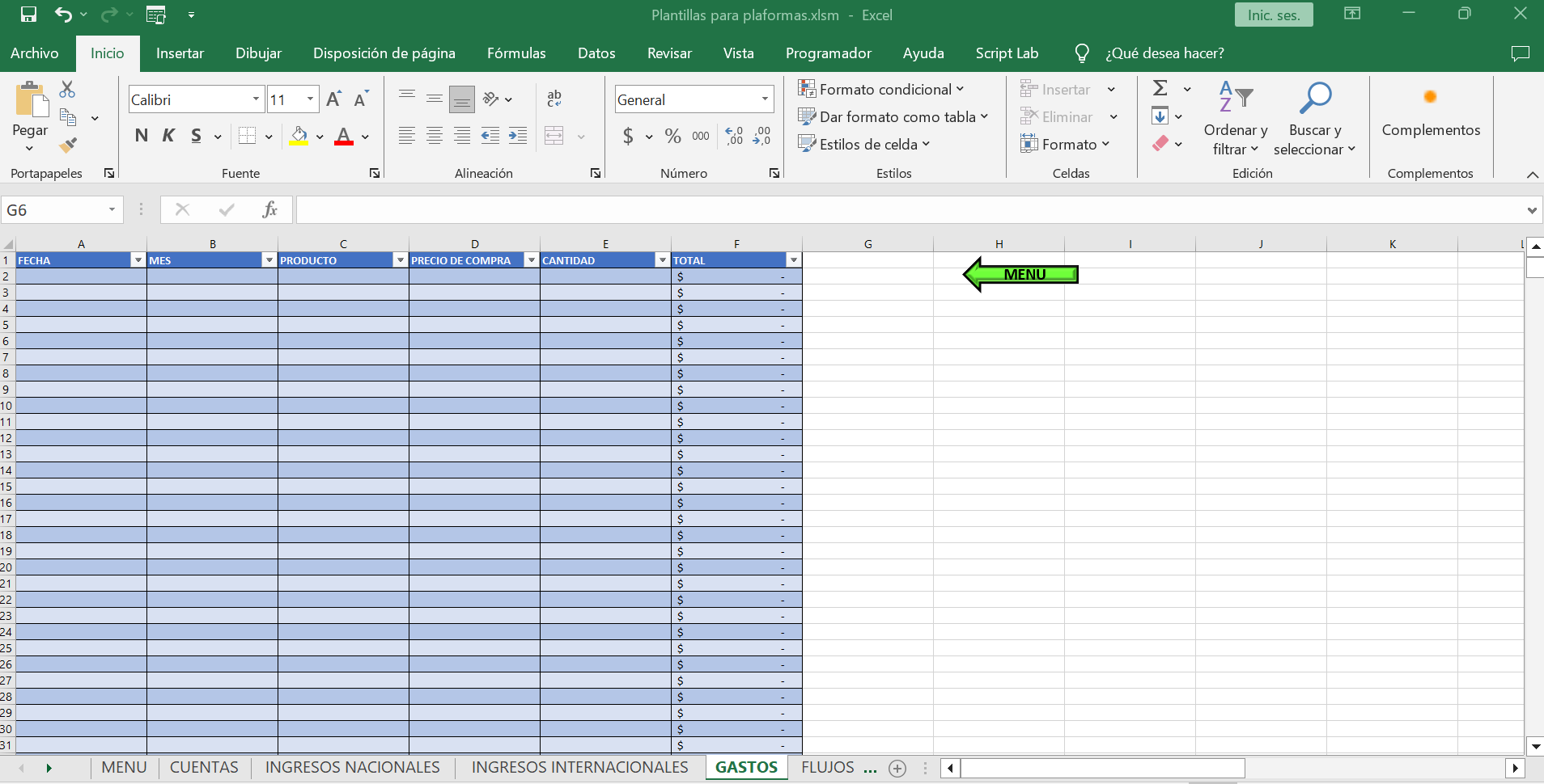 Plantilla para plataformas streaming