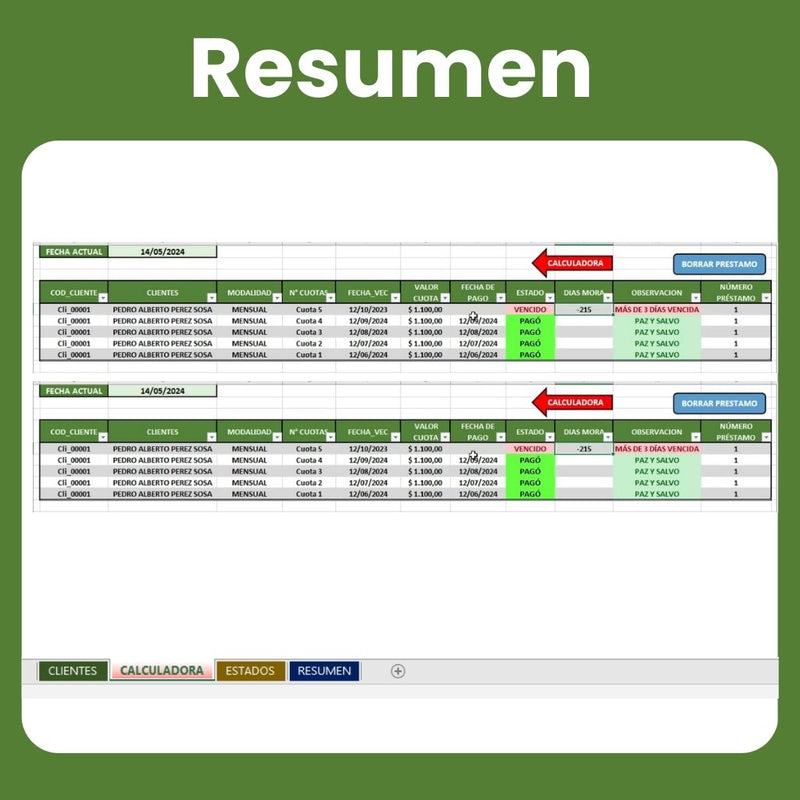 Programa en Excel para prestamistas